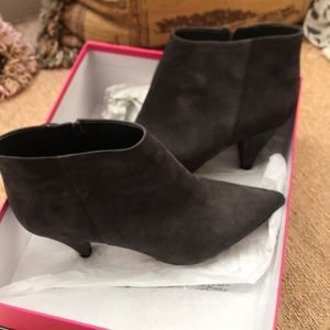 Grey suede half bootie